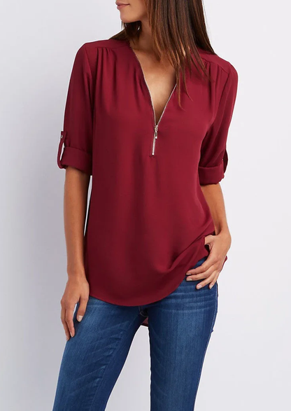 Vrouwelijke Blouse Elegante met Rits van Polyester en Elastaan