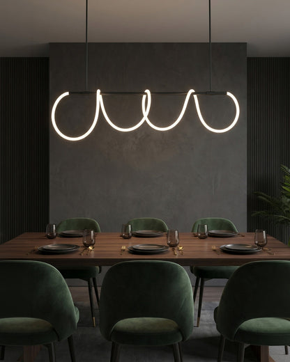 LED-design hanglamp met metalen koordstructuur zwart satijn 100 cm dimbaar warm wit modern interieur eetkamer keukeneiland
