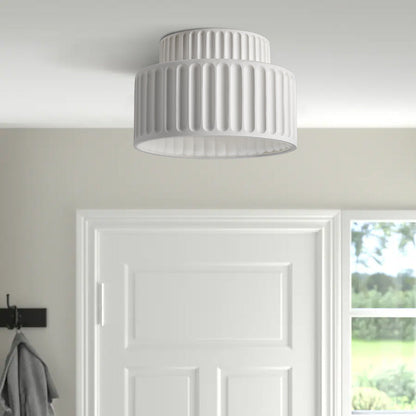 Plafondlamp Geribbeld Resin E27 Wit Compact Modern Interieur Woonkamer Keuken Slaapkamer Retro Design Plafonnière