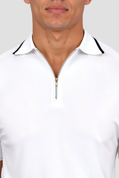 Herenshirt Poloshirt met Rits en Contrasterende Kraag wordt: 
Herenshirt Poloshirt Met Rits En Contrasterende Kraag Modern Design