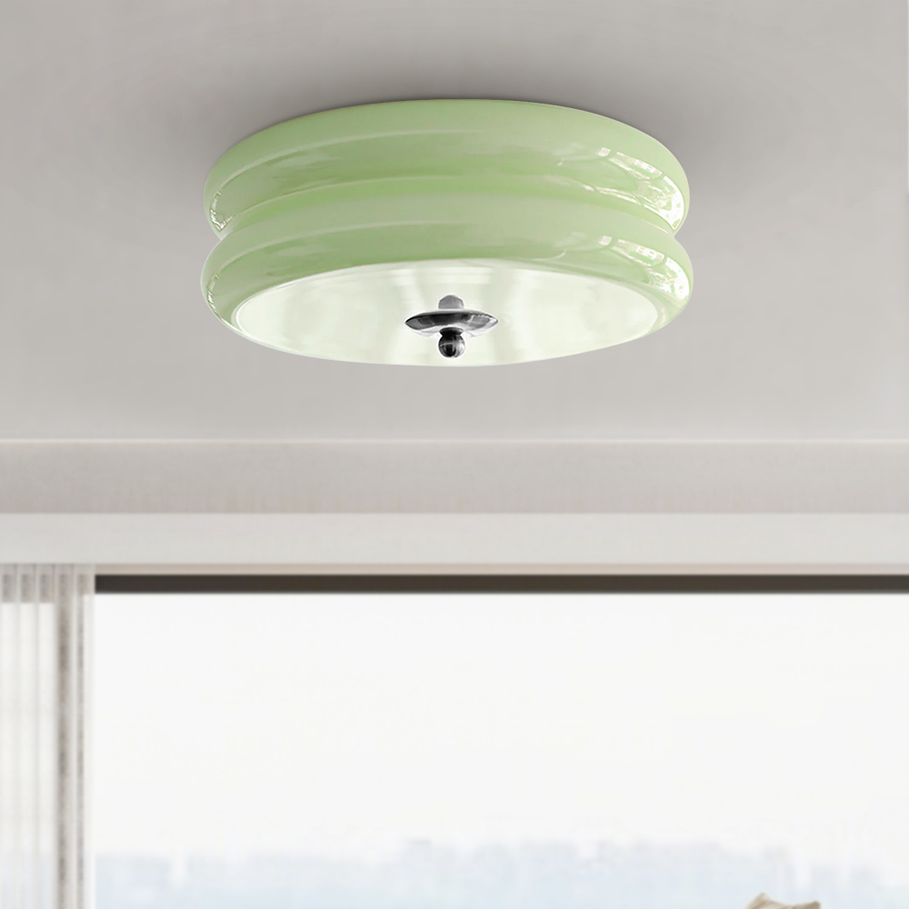 LED plafondlamp glas metaal crème 13 cm slaapkamer woonkamer art deco plafondverlichting rond warm licht neutraal licht wit licht