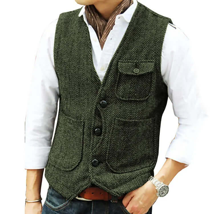 Heren Gilet Kasjmier Look Elegant Enkele Sluiting Comfortabel