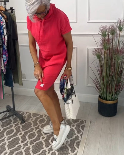 Vrouwelijke Zomerjurk Korte Mouwen Casual Model