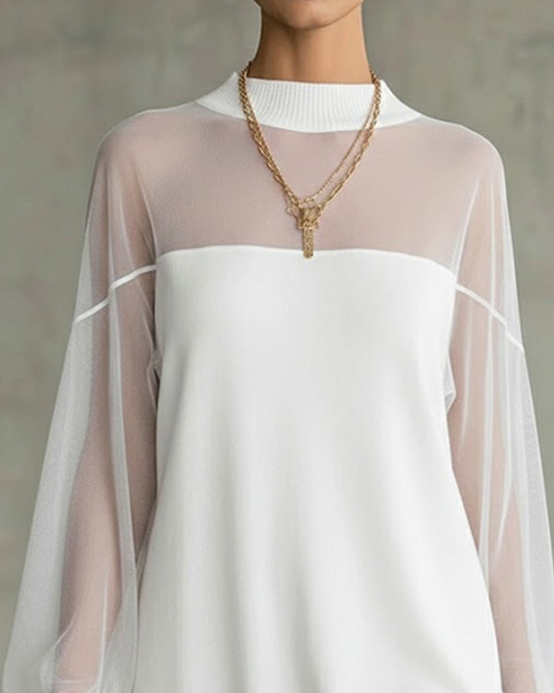 Zomerjurk Vrouw Lantaarnmouwen Patchwork Jurk Korte Mouw