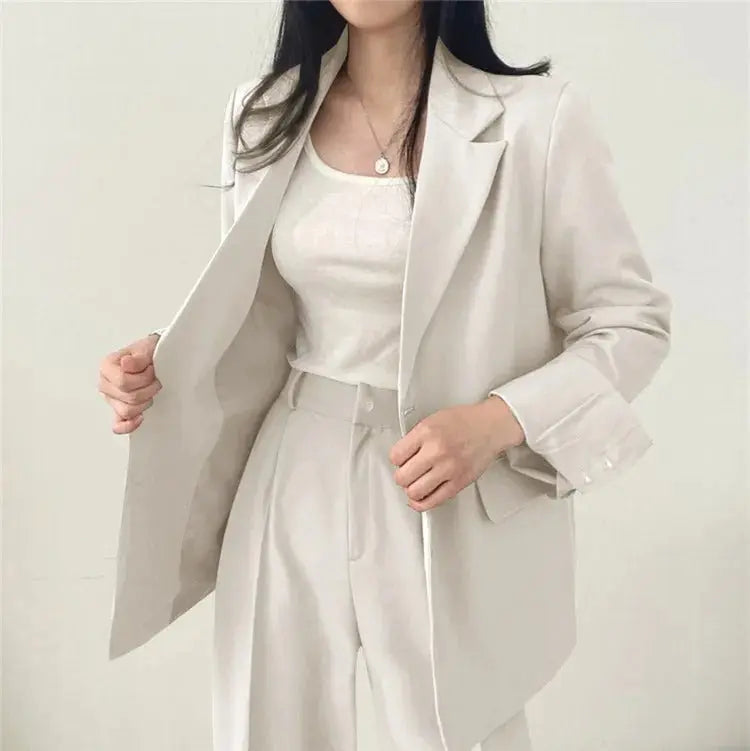 Dames Blazer Set met Rechte Broek Elegante Outfit