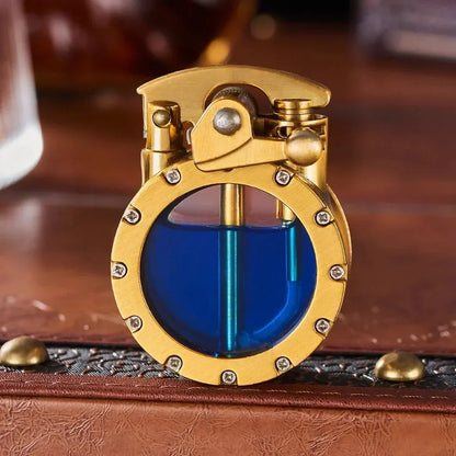 Kerosine Aansteker Vintage Metaal Navulbaar Met Kijkvenster Design