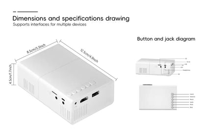 Compacte LED-projector 720P draadloos HDMI USB compatibel thuisbioscoop presentaties kantoor entertainment