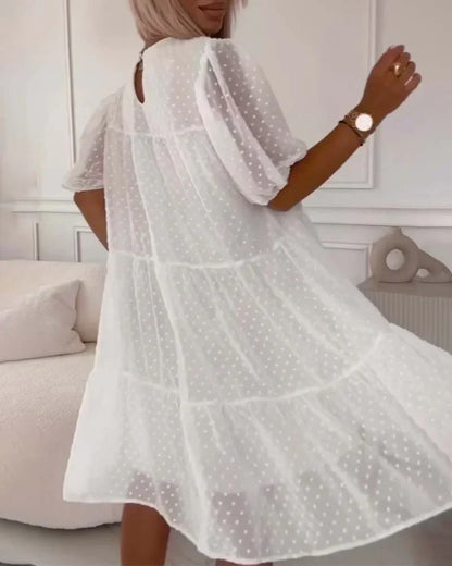 Korte Witte Jurk voor Vrouw Elegante Stijl