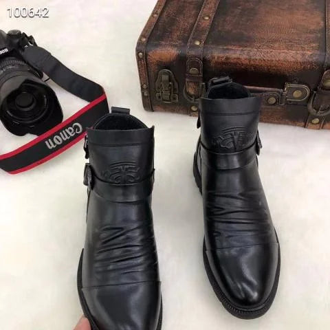 Mannen Laarzen Zwart Leer Italiaans Design