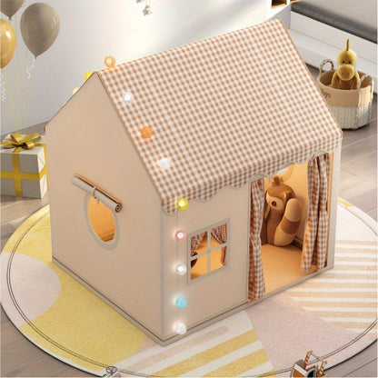 Binnenspeelhuis polyester pvc beige kinderkamer speelkamer opvouwbaar fantasy tent