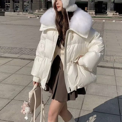 Dames Pufferjas Warm Imitatiebontkraag Stijlvolle Winterjas