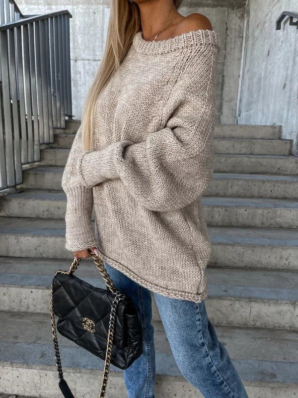 Dames Trui Off-shoulder Gebreid Elegant Zwart