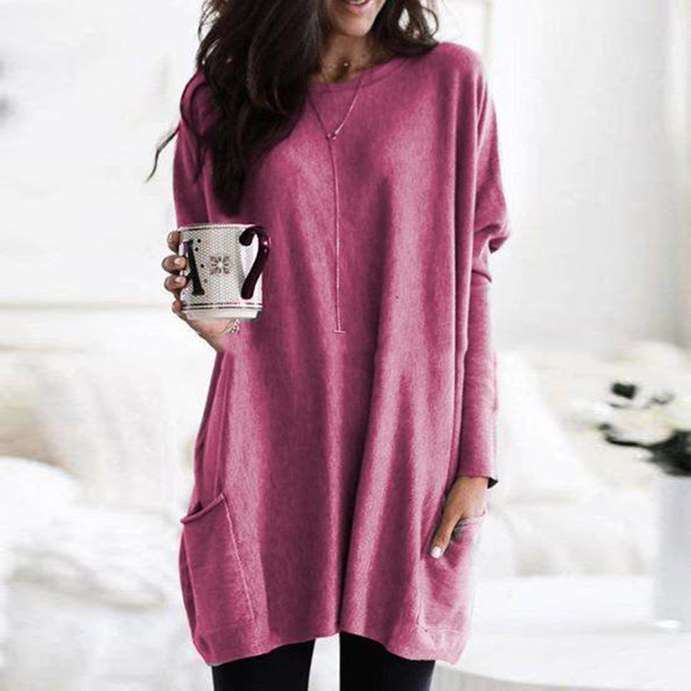 Dames Top met Lange Mouwen en Zakken Basis Collectie → Dames Top Lange Mouwen Zakken Comfortabel Basis