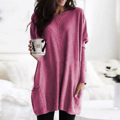 Dames Top met Lange Mouwen en Zakken Basis Collectie → Dames Top Lange Mouwen Zakken Comfortabel Basis