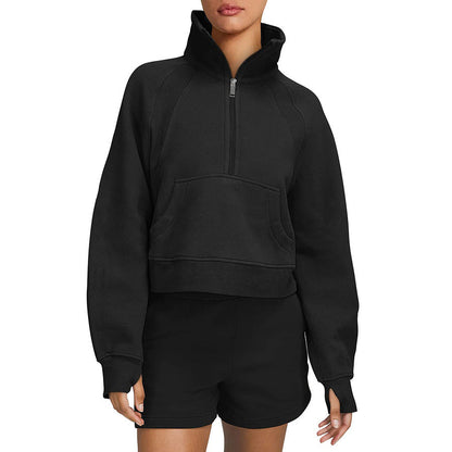 Dames Sweatshirt Zacht Sportief met Halve Rits