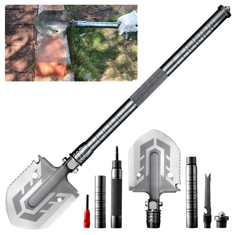 16-in-1 Tactische Overlevingsschep – Multifunctioneel Campinggereedschap met Zaag, Mes & Firestarter voor Outdoor Avonturen