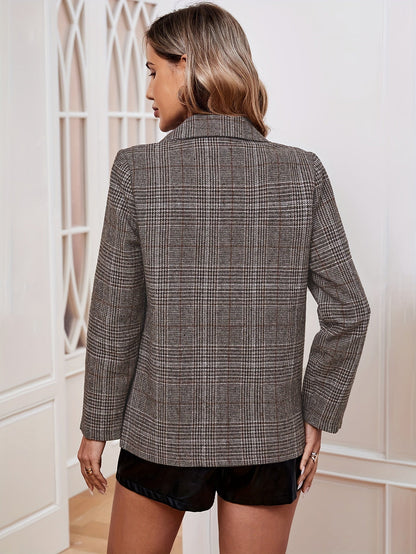 Damesblazer Ruitpatroon Elegante Lange Jas voor Vrouw