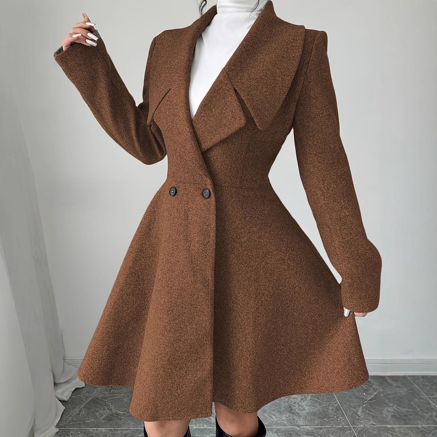 Dames Wollen Jas Getailleerd Elegante Snit