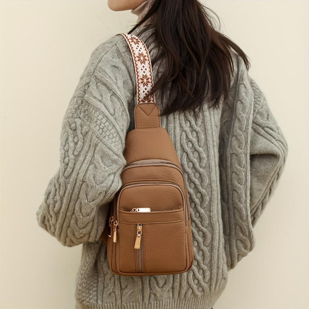Vintage Crossbody Schoudertas Leer met Vakken voor Vrije Tijd Sport Retro Dagelijks Gebruik Dames Handtas