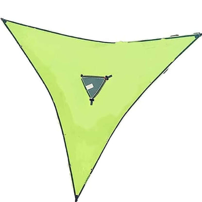 Driehoekige Hangende Camping Relaxmat voor Meerdere Personen – Luchtbed voor 3 Punten met Bevestigingsset 280x280 of 400x400 cm Groen Zwart