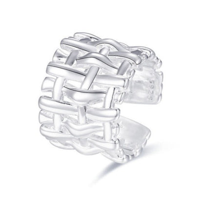 Zilveren Dames Ring Gevlochten Breed Modieus Design