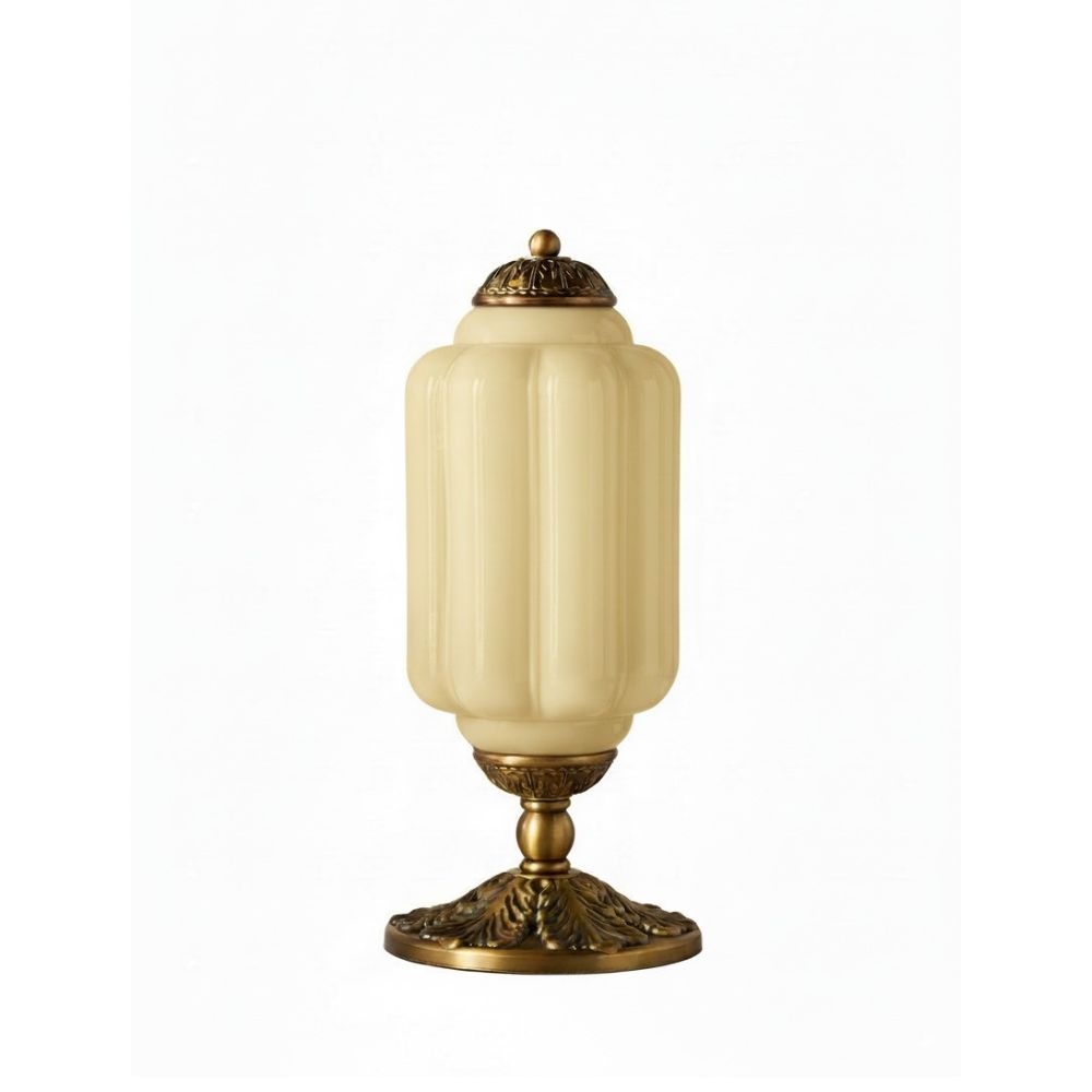 Glazen Tafellamp met Scallop Design Vintage Stijl Slaapkamer Woonkamer Accentverlichting Zwart Messing Matglas