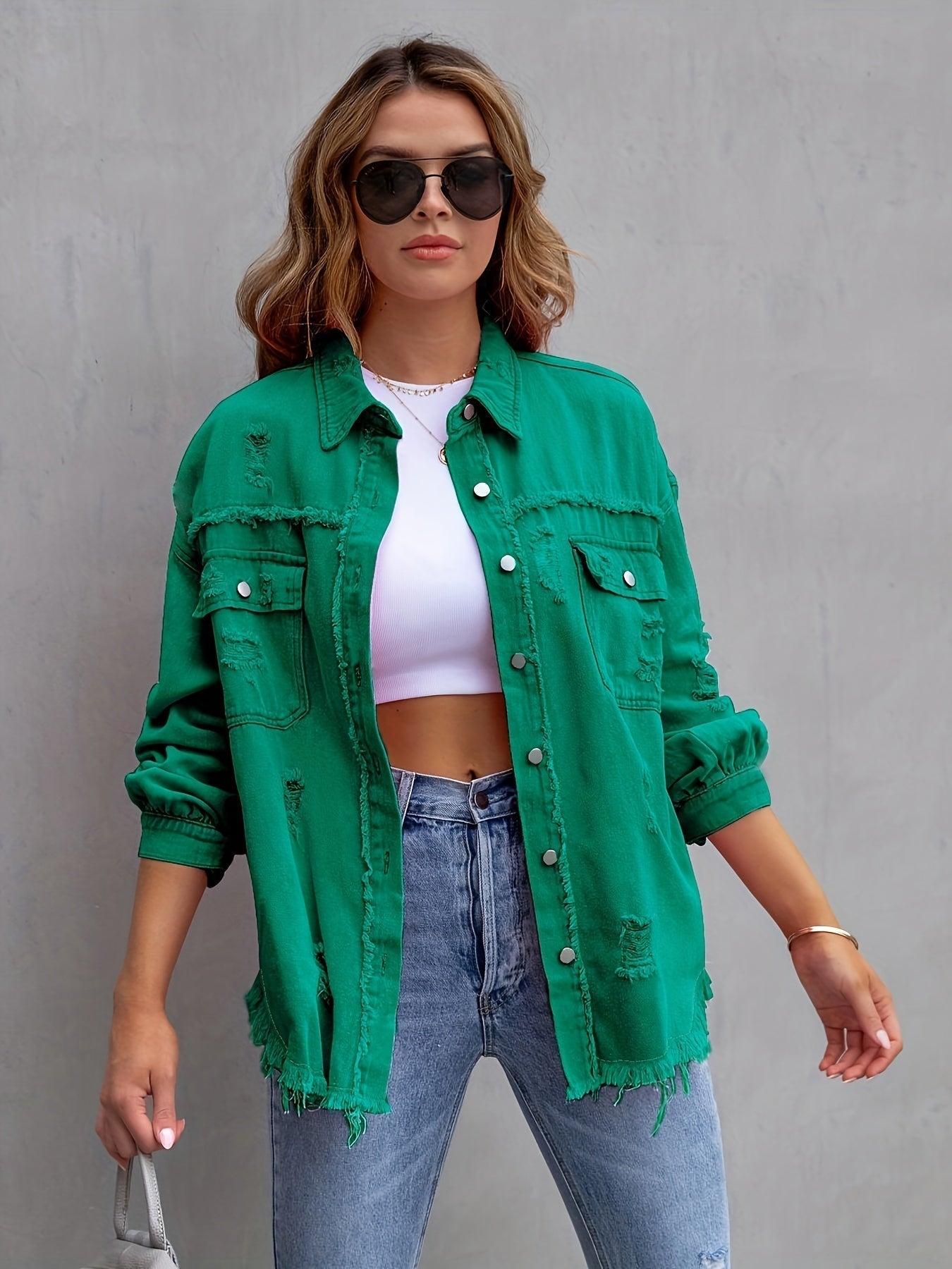 Oversized Denim Jasje Blauw Unisex Met Knoopsluiting