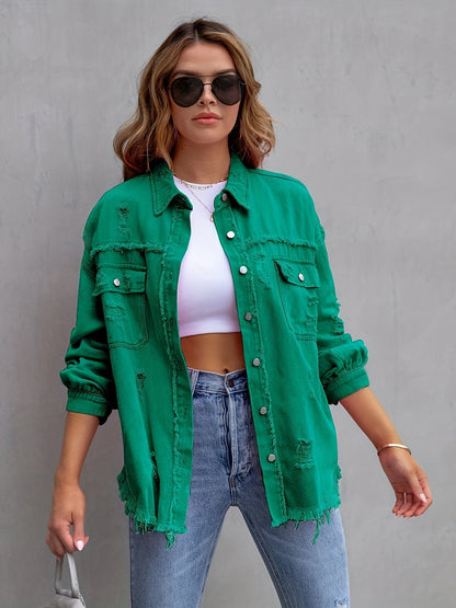 Oversized Denim Jasje Blauw Unisex Met Knoopsluiting