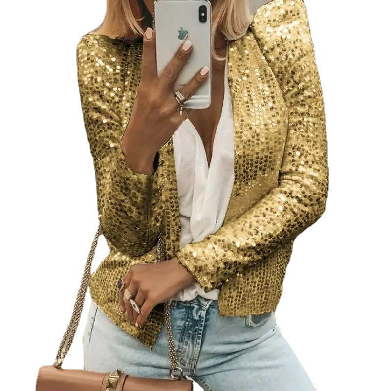 Dames Glitterjasje Blazer met Pailletten en Vulling Feestelijk