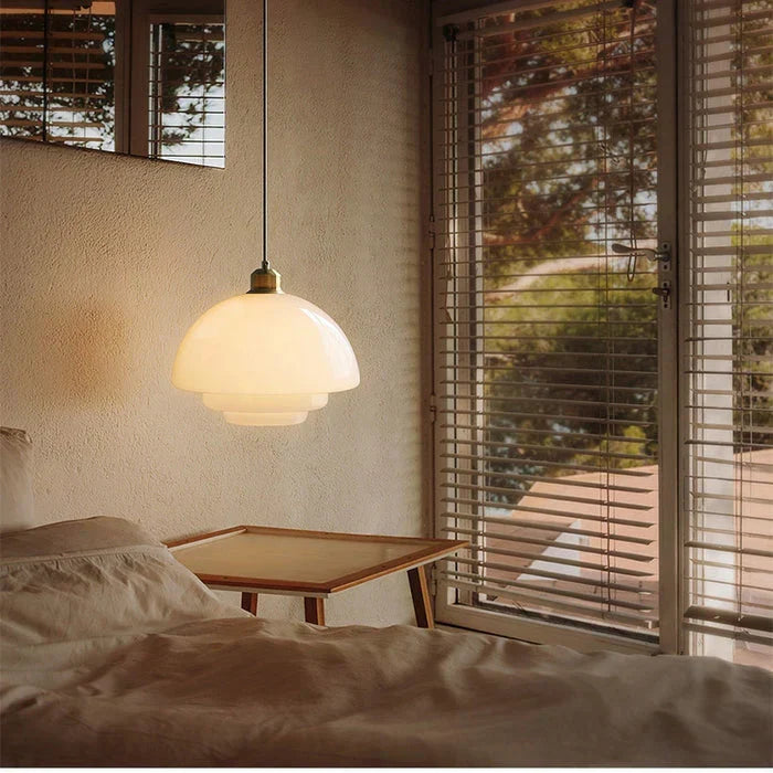 Melkachtig witte glazen hanglamp E27 glas wit keuken eetkamer hal modern minimalistisch verlichting