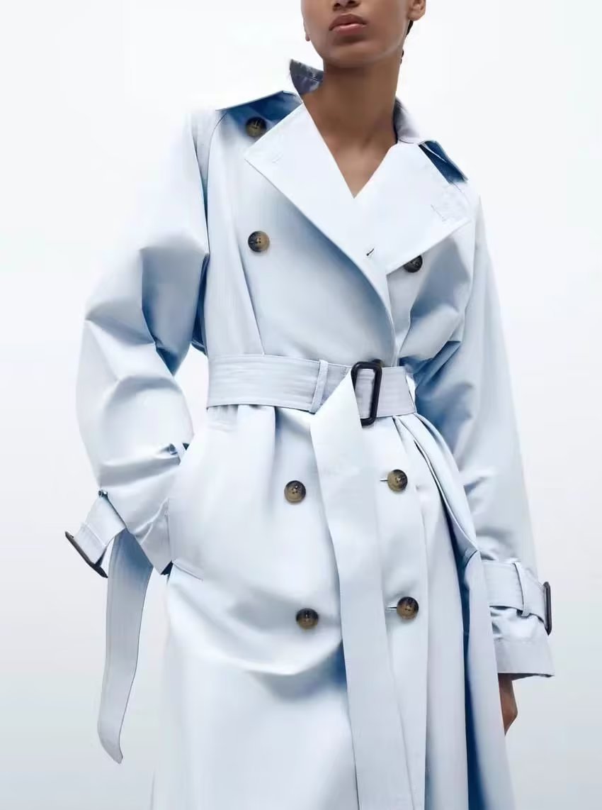 Dames Trenchcoat Lange Voorjaarsjas met Ceintuur Trendy Look