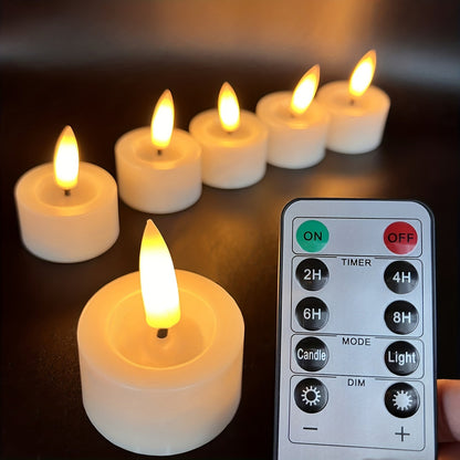 Vlamloze Theelichtjes Set LED Kunststof Met Afstandsbediening Timer Sfeerverlichting Woonkamer Tafeldecoratie Kaarsjes