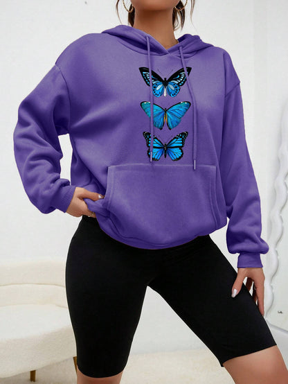 Dames Hoodie Vlinder Print Zacht en Comfortabel