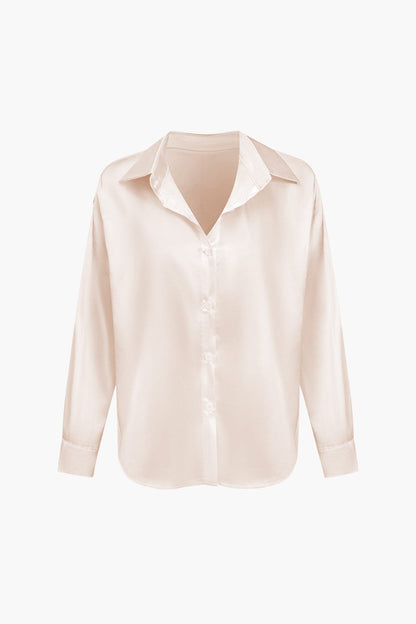Vrouwelijke Blouse van Satijn Lang Mouw Elegant Model
