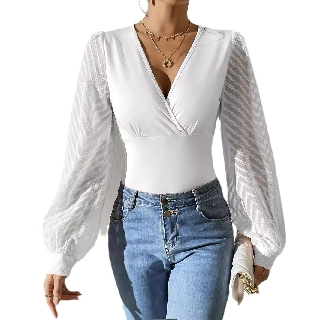 Dames Zomerjurk V-hals Chiffon met Korte Mouwen