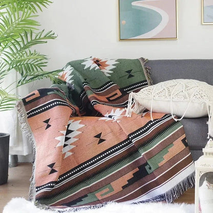 Gooi Deken Jacquard Geweven Franjes Kleurrijk Katoen Polyester Warm Zacht