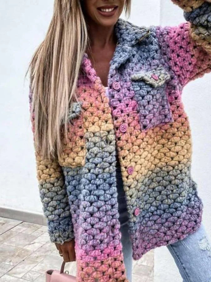 Wollen Jas Vrouw Kleurrijk Warme Wintercoat - StudioMarella