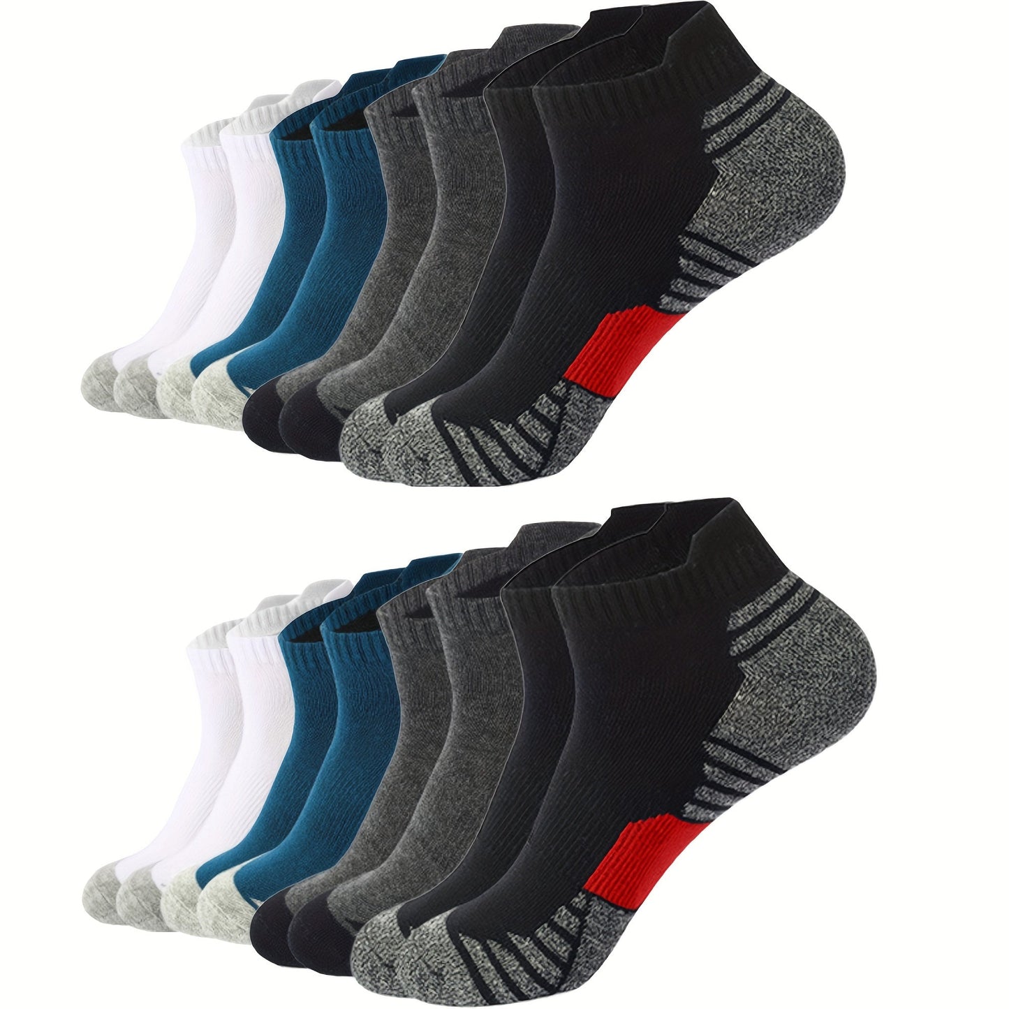 Heren Sokken Set 12 Paar Ademend Comfortabel voor Dagelijks Gebruik Katoen en Synthetisch Meerkleurig Zwart Wit Blauw Grijs