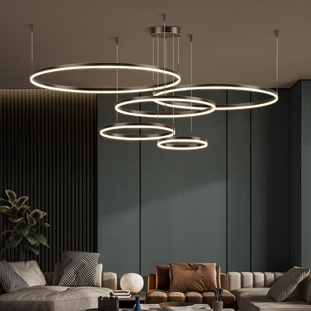 Hanglamp Ring Led Rond Metaal Zwart Goud Koffie Dimbaar Woonkamer Slaapkamer Eetkamer