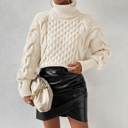 Dames Kabeltrui Zwart Warme Coltrui Elegante Stijl