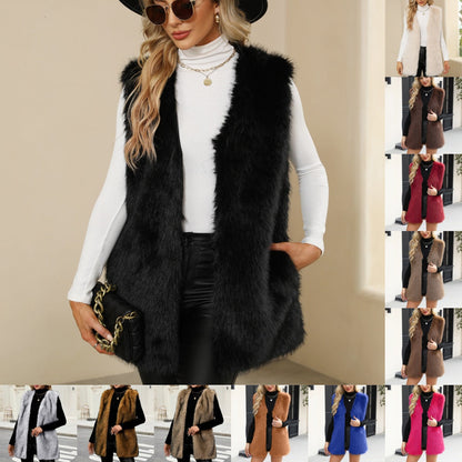 Dames Bodywarmer Faux Fur Zwart Wit Trendy