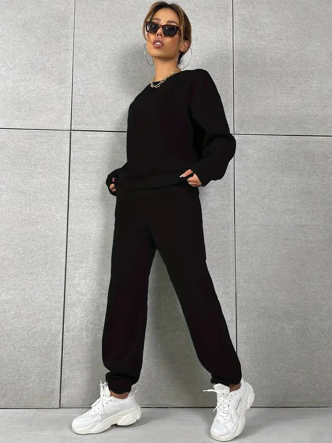 Vrouwelijk Sportpak Set met Trainingsbroek en Sweatshirt