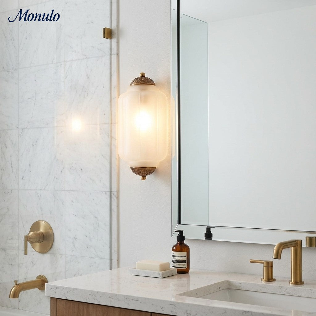 Eloise Vintage Scalloped Milk Glass Wall Sconce - Modern Accent Lighting for Bathroom and Bedroom