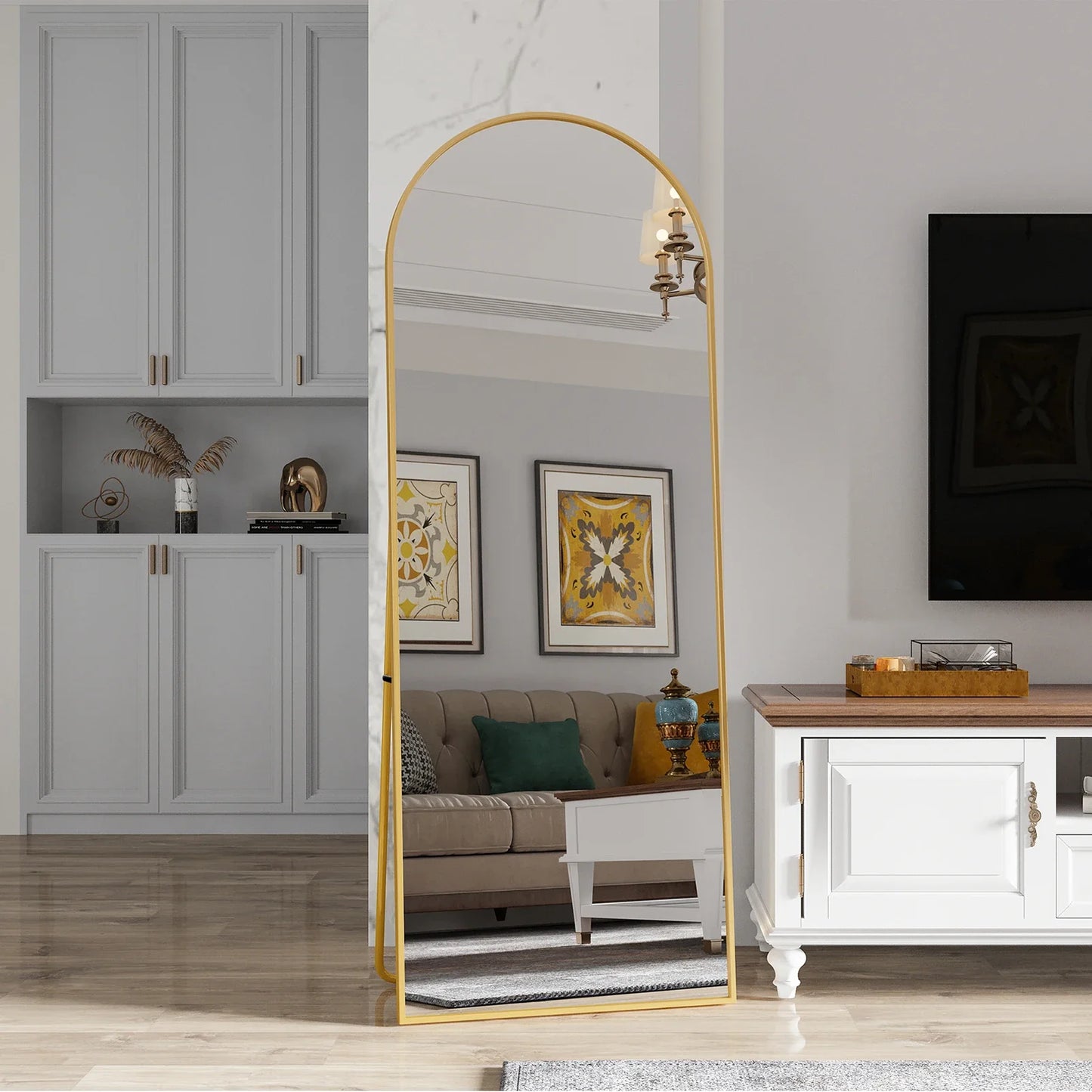 Sansoti | Staande Passpiegel 162×53 cm – Gebogen Vloerspiegel