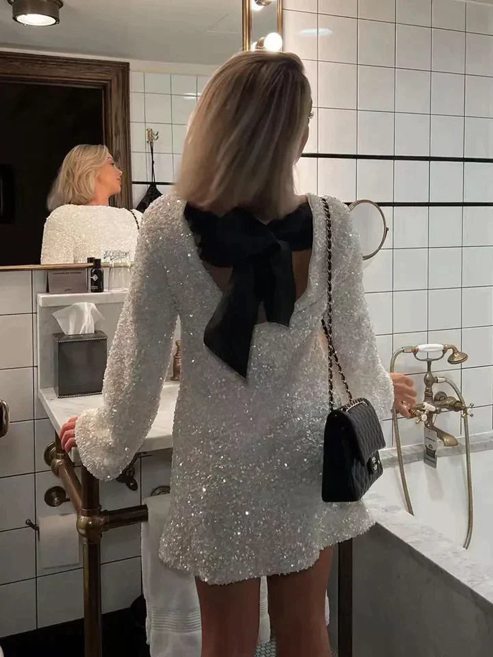 Feestjurk voor Vrouw Glitter Jurk Kort en Feestelijk - StudioMarella