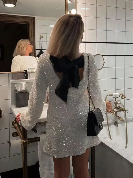 Feestjurk voor Vrouw Glitter Jurk Kort en Feestelijk - StudioMarella