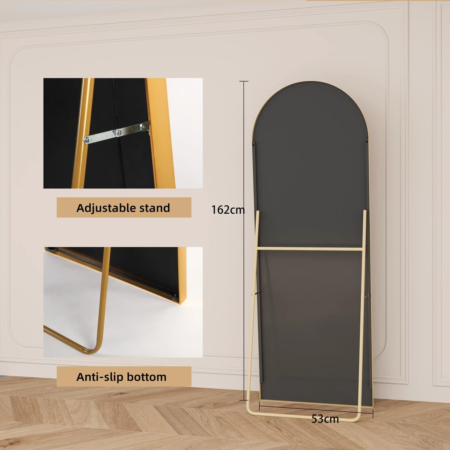 Sansoti | Staande Passpiegel 162×53 cm – Gebogen Vloerspiegel