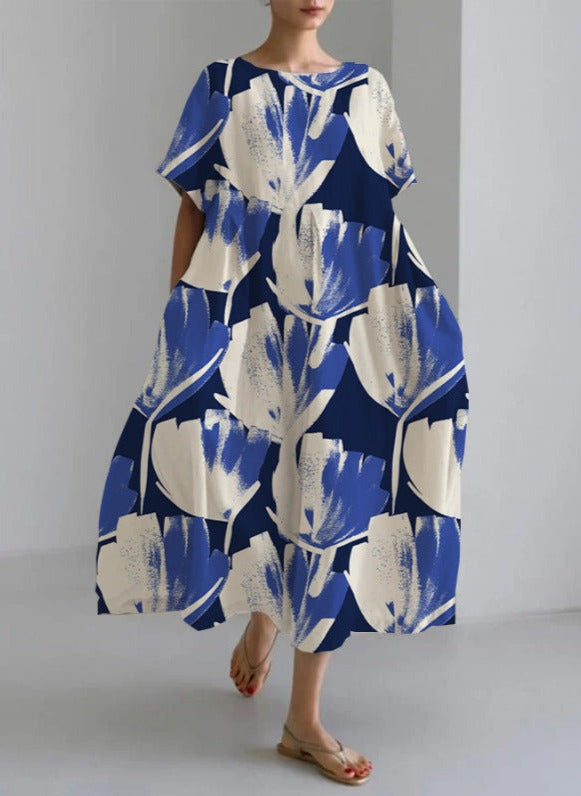 Luxe Vrouw Jurk Ronde Hals Losse Zomerjurk