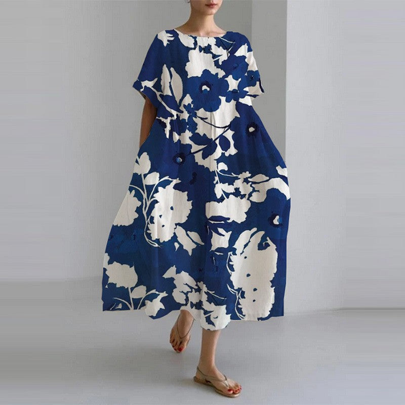 Luxe Vrouw Jurk Ronde Hals Losse Zomerjurk