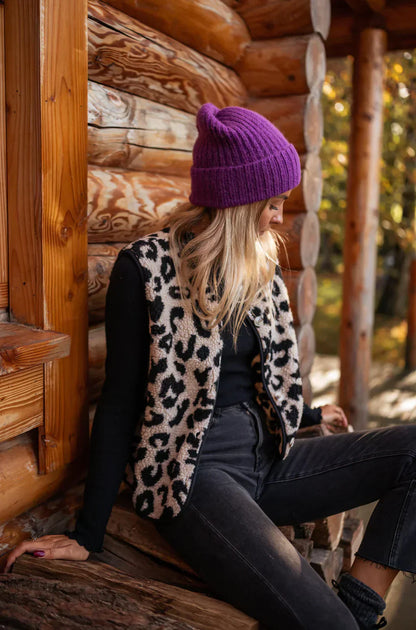 Dames Bodywarmer Luipaard Print Teddy Jas